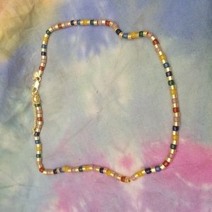 Madewell gold and glass disc beaded necklace. New